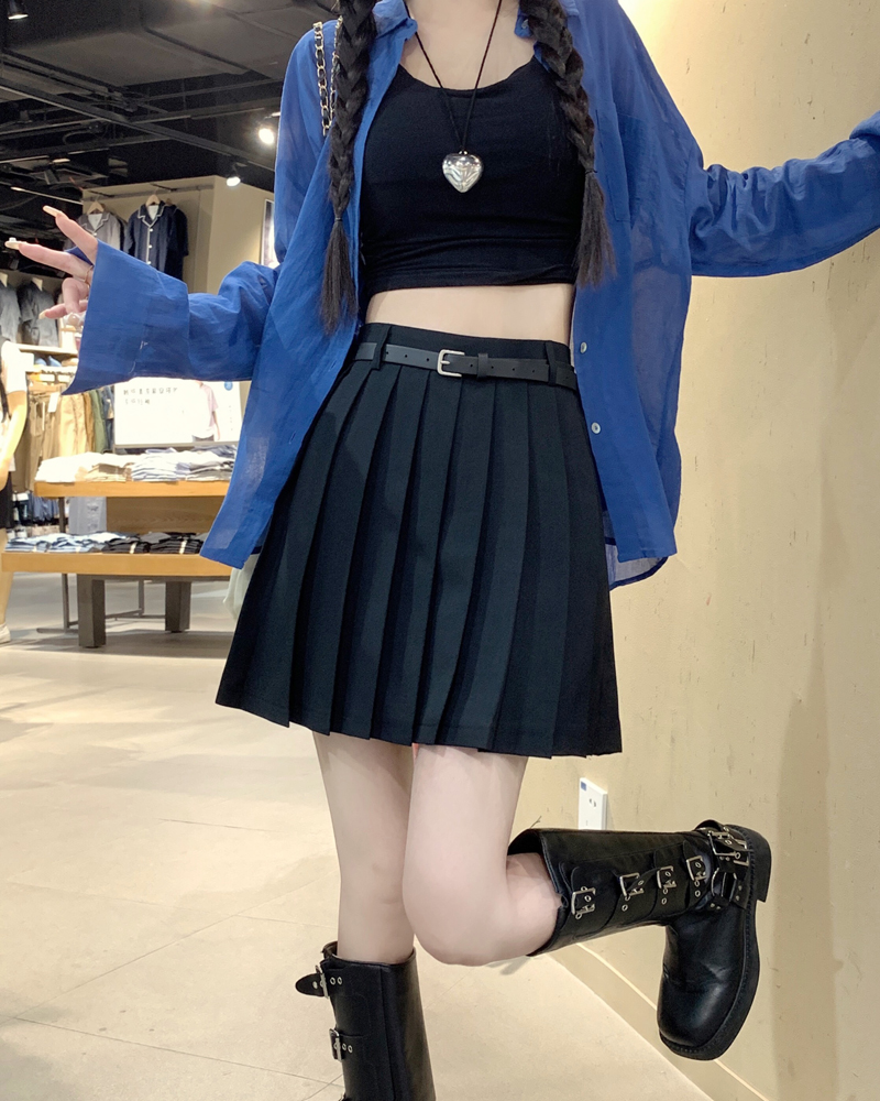 Real shot 2025 spring suit pleated skirt Korean style skirt jk short academy style A-line skirt