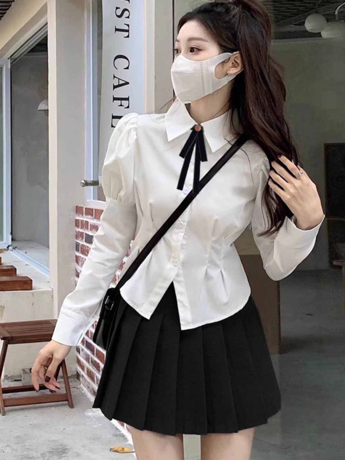 JK制服純欲辣妹收腰長袖襯衫女學院風上衣別致百搭修身內搭白襯衣