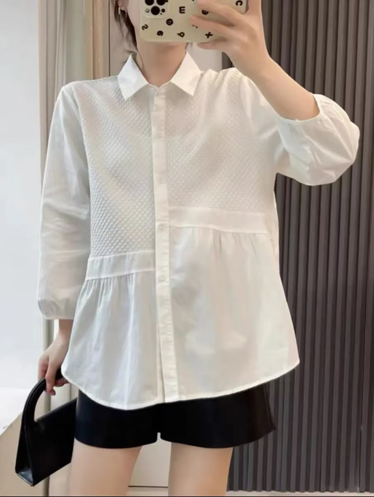5108 shirt for women fashion belly cover top shirt for three-quarter sleeve shirt design sense temperament base shirt