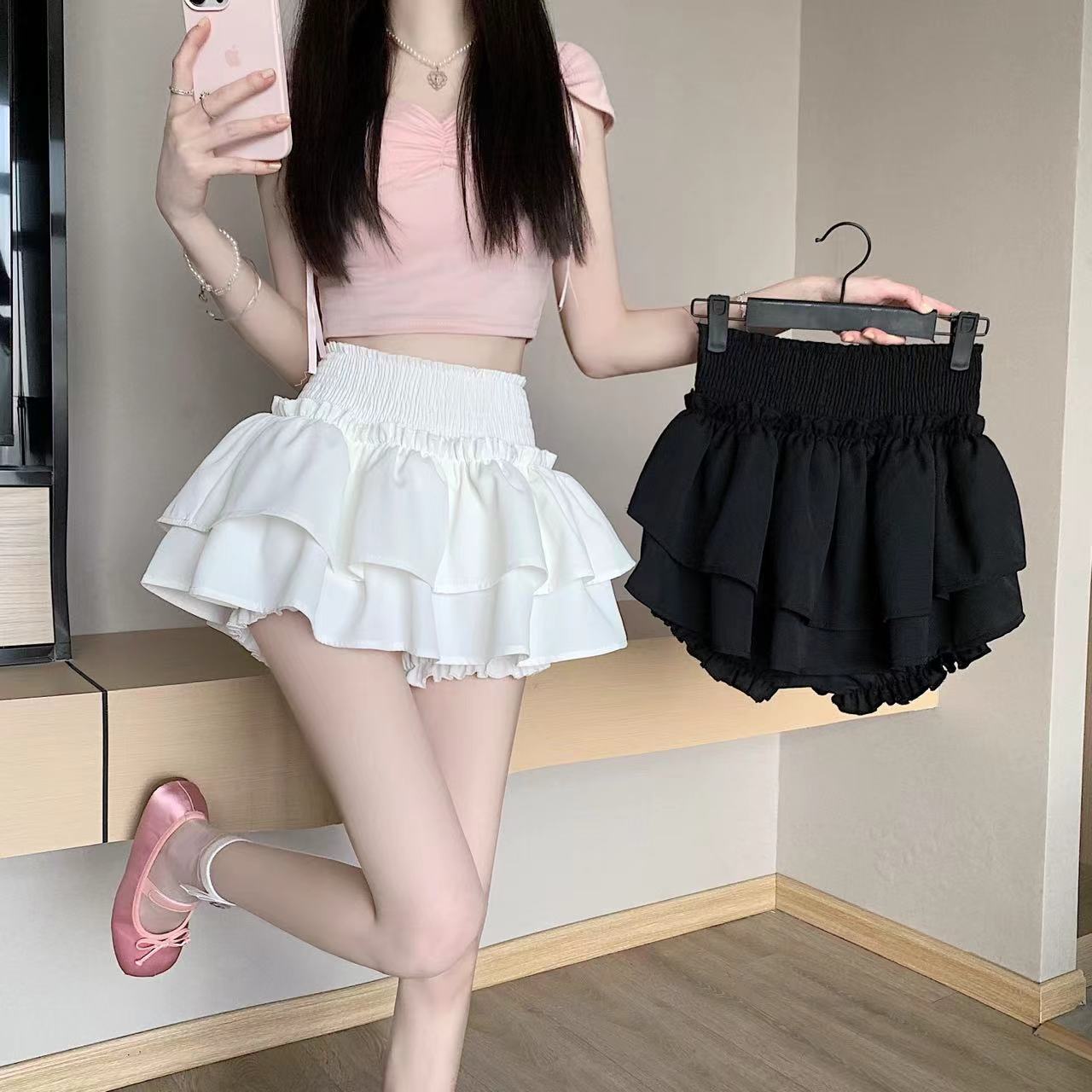 Original style~ Ballet-style half-length summer high-waisted design sweet and spicy cake puffed mini skirt