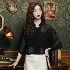 Shipped 2025 summer outer chiffon cardigan sunscreen shawl women's thin coat versatile loose shirt