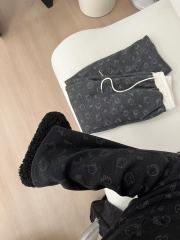 Cute kitty cat print glutinous rice pants for women in spring and autumn straight loose lazy casual wide-leg sweatpants