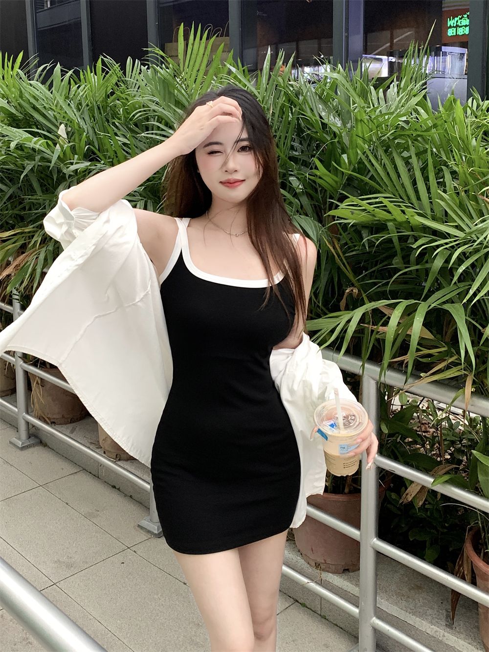 實拍  40支純棉210克92棉/8氨綸吊帶連衣裙女包臀裙