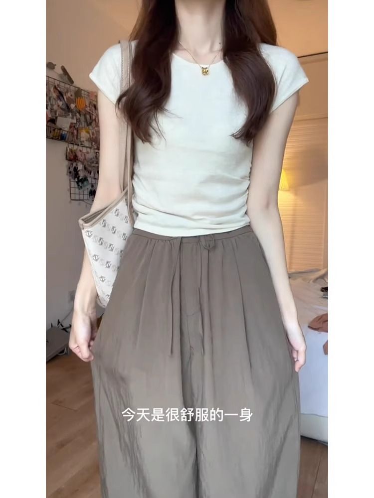 92棉/8氨綸40支210g純棉 純棉正肩短袖t恤女短款