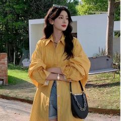 Design-sensual plaid shirt for women's cute contrasting color plaid long-sleeved shirt for college style polo collar shirt