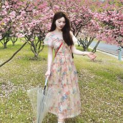 法式溫柔風減齡碎花泡泡袖連衣裙初戀奶甜收腰顯瘦氣質仙女裙子夏