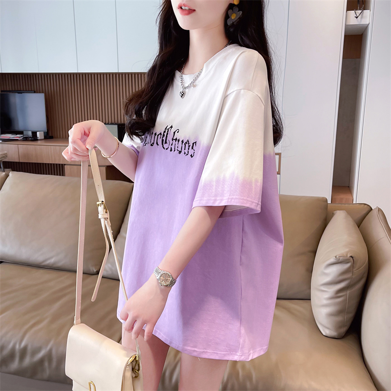 First release real shot 6535 cotton summer new fashion casual thin short-sleeved T-shirt women's Korean loose top