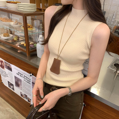 Real photos Korean style unique style sleeveless sweater women's spring and summer super beautiful gentle vest top