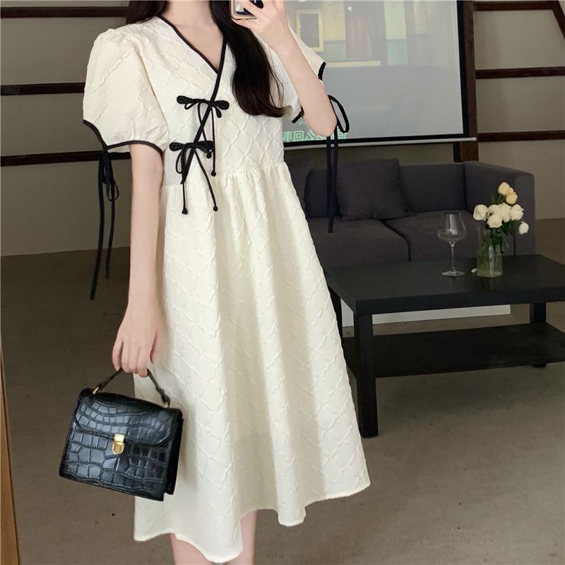 Dress 2025 summer new style design and improved cheongsam high-waisted slim A-line skirt