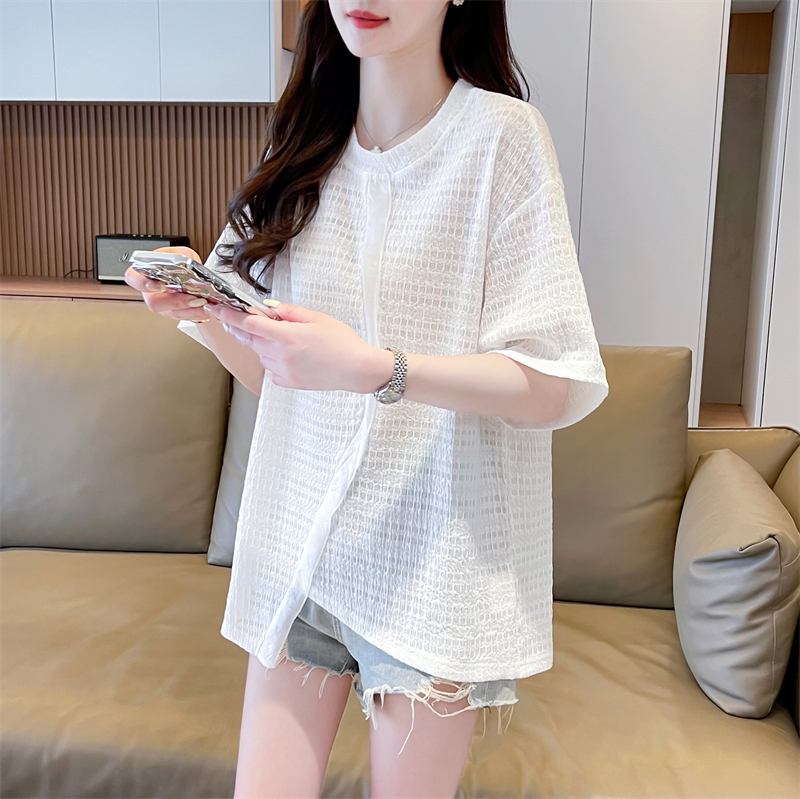 Real photos of Pohua Internet celebrity ins trendy super hot short-sleeved T-shirt for women in summer loose casual design niche versatile top