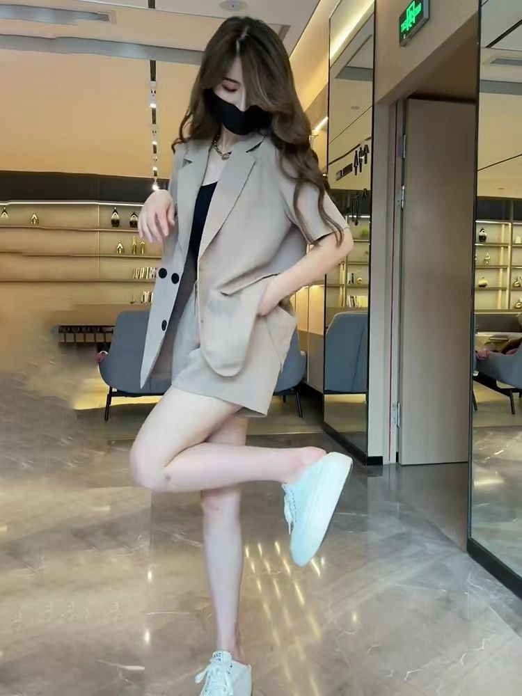 西裝短褲職業兩件套裝夏季2025新款網紅高級感女小個子穿搭一整套