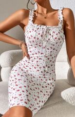 法式吊帶裙碎花吊帶連衣裙2025夏季新款修身氣質收腰顯瘦性感短裙