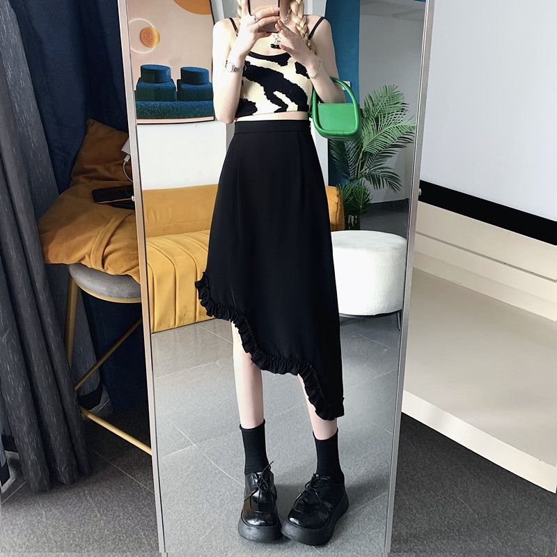 韓系ins風設計感不規則半身裙女春夏新款簡約高級感寬鬆顯瘦a字裙