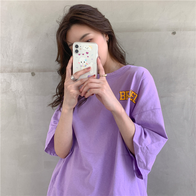 韓國外貿韓版新款夏季短袖T恤女韓版寬鬆慵懶原宿上衣chic港