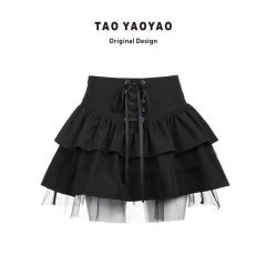 Fully elastic lace-edged lace-edged lace-edged short skirt for women's spring and summer new Korean style skirt