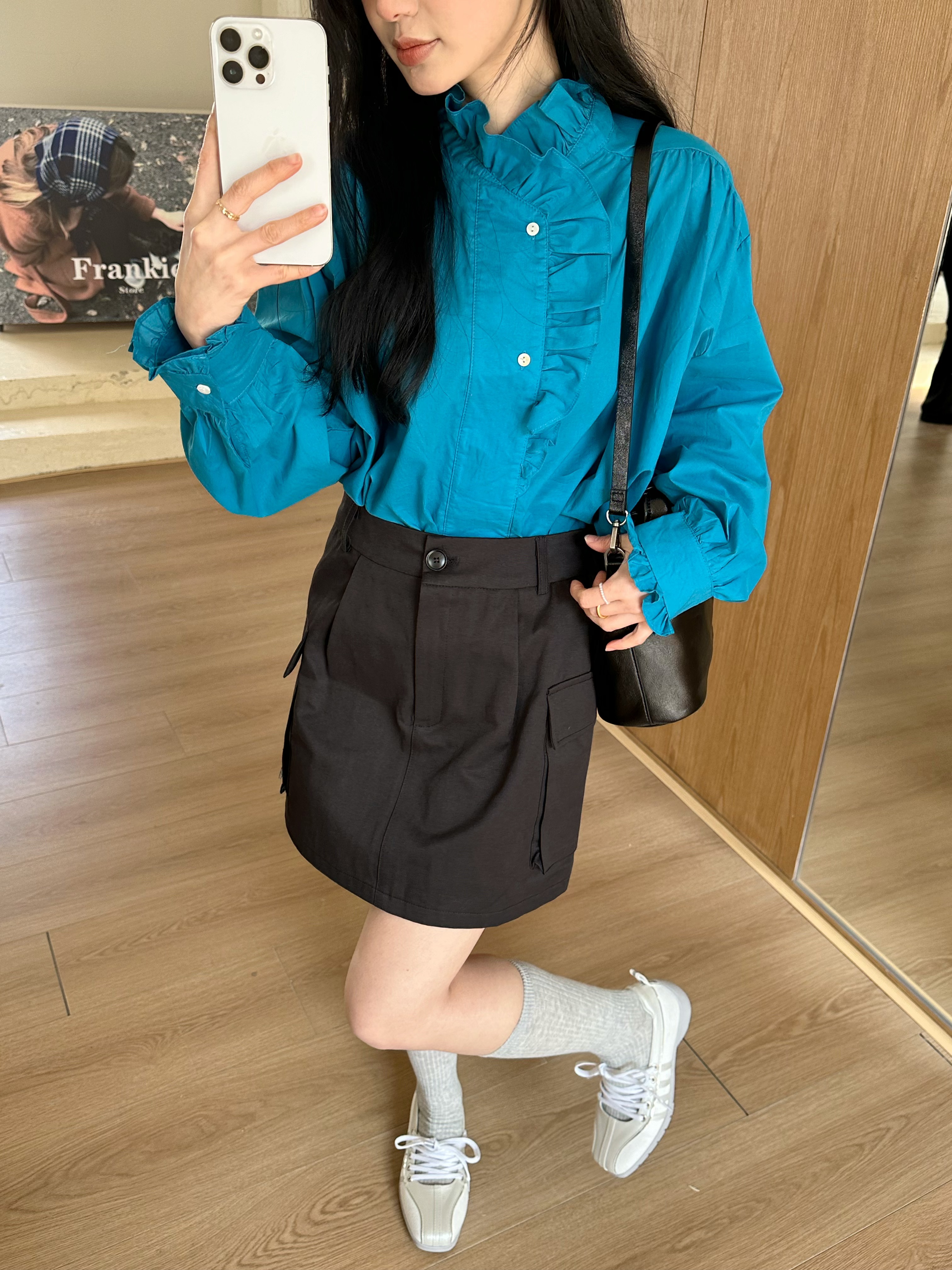 實拍～2025春款荷葉邊淑女通勤氣質襯衫