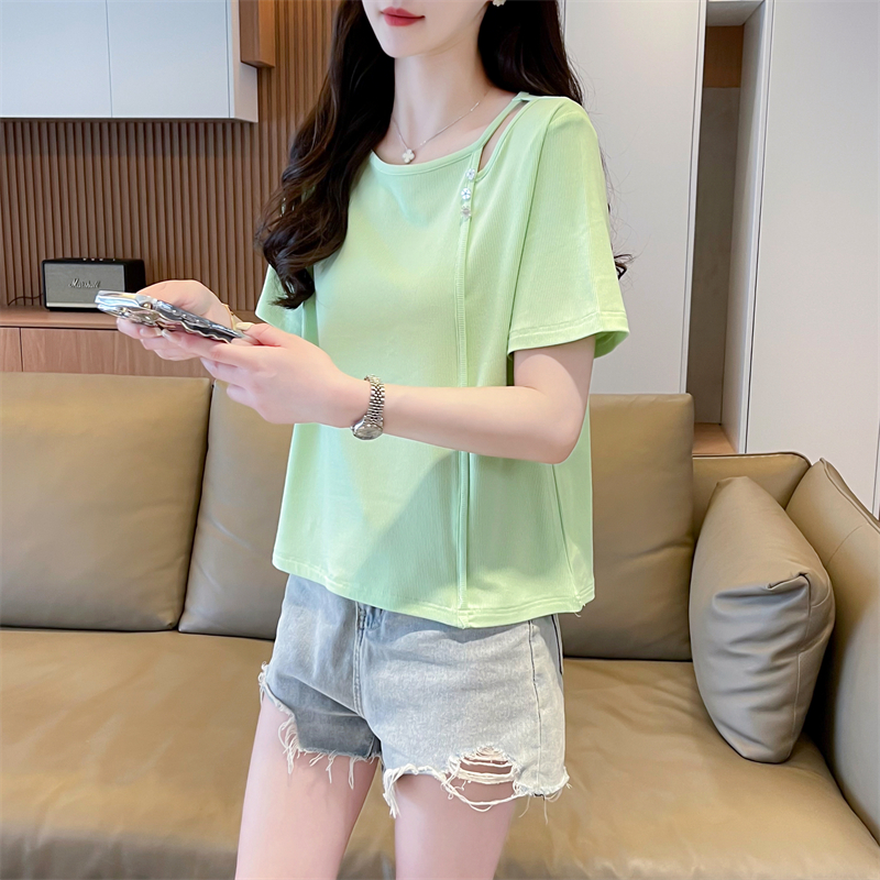 Real photos of cotton internet celebrity ins trendy super hot short-sleeved T-shirt for women in summer loose casual design niche versatile top
