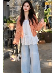 2025 summer Korean hot girl pure and sexy small person design dress hem lace suspender vest short skirt