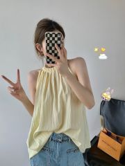 法式純色夏季系帶純欲無袖辣妹軟妹百搭吊帶背心女上衣顯瘦薄款