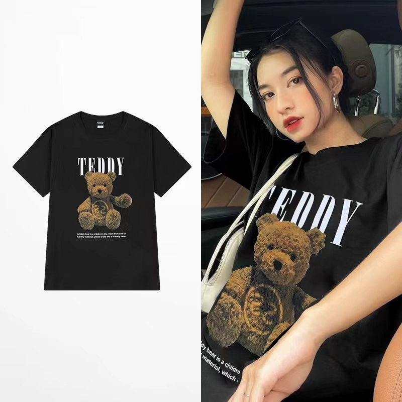 原版足碼外貿韓版新款夏季短袖T恤女韓版寬鬆慵懶原宿上衣chic港
