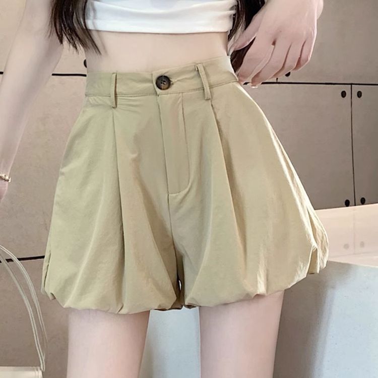 花苞西裝短褲女夏季薄款新款小個子高腰顯瘦休閒a字闊腿褲
