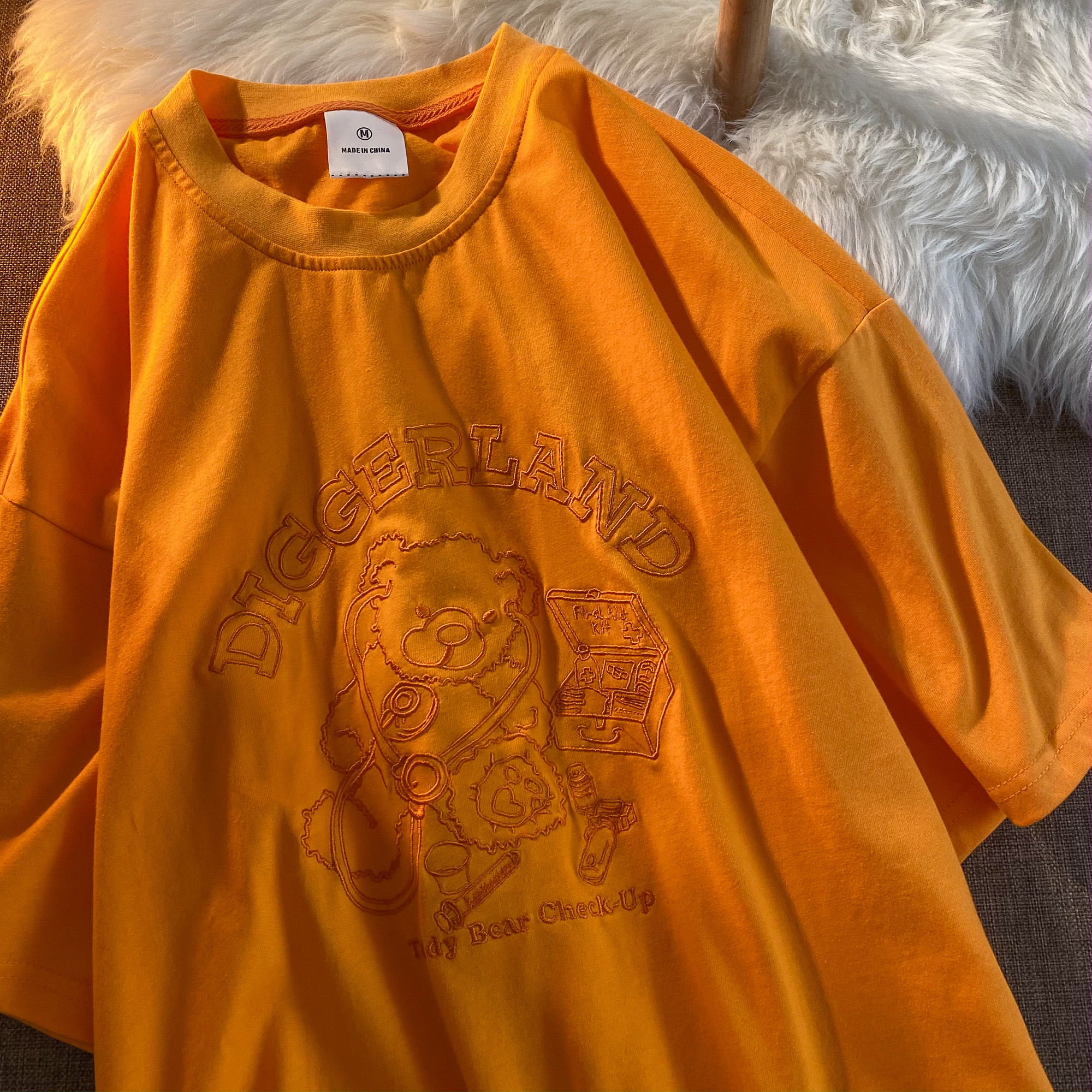 Official picture 6535 cotton embroidered bear short-sleeved T-shirt for women loose large size