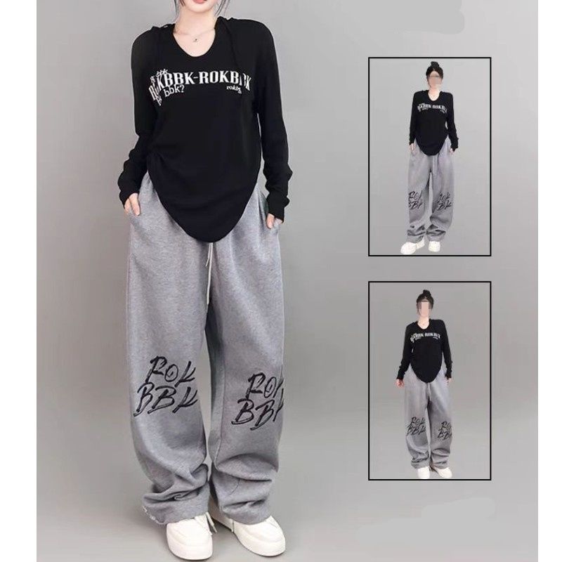 Cross-border Amazon AliExpress high waist drawstring loose European and American spicy girl style jazz dance hip hop sport pants women 