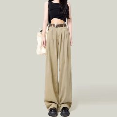 New spring and autumn wide-leg jeans for women loose and versatile draping high waist slimming and straight floor jeans