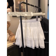2025 South Korean Foreign Trade Double Hem High Waist Skirt Summer Lace Cake Skirt Anti-exposure A-line Skirt