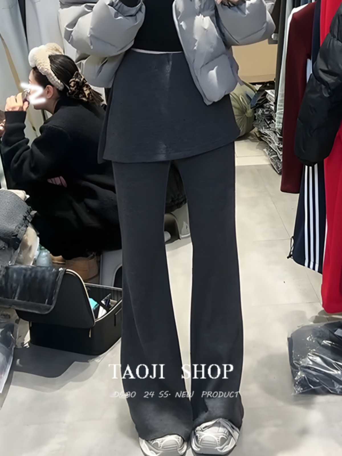 ，原版做法#喇叭褲女2025早春新款假兩件半身裙微喇長褲女