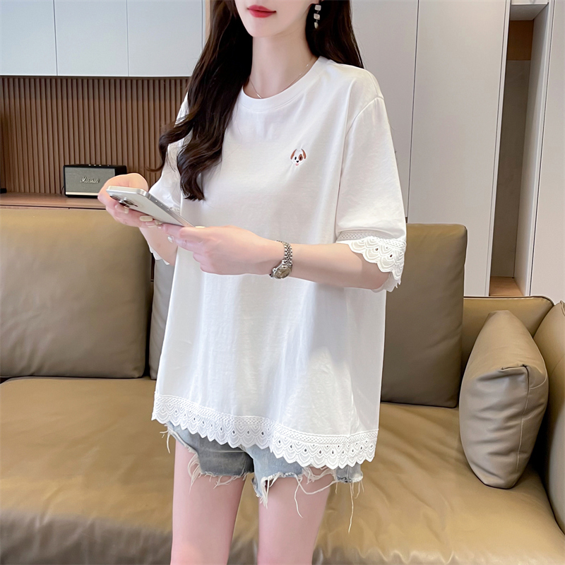 Real photos of cotton internet celebrity ins trendy super hot short-sleeved T-shirt for women in summer loose casual design niche versatile top