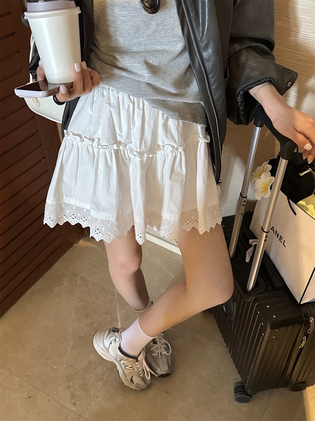 韓系甜美拼接蕾絲花邊蛋糕裙2025春夏新款小個子A字半身裙短裙