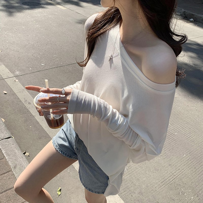 Real photos of Tulasel Tensil wool skin-friendly loose inner layer base blouse for women 2025 spring long-sleeved T-shirt top