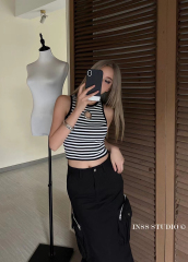 天貓質量2025夏季新款甜酷辣妹鏤空針織背心女打底衫內搭上衣