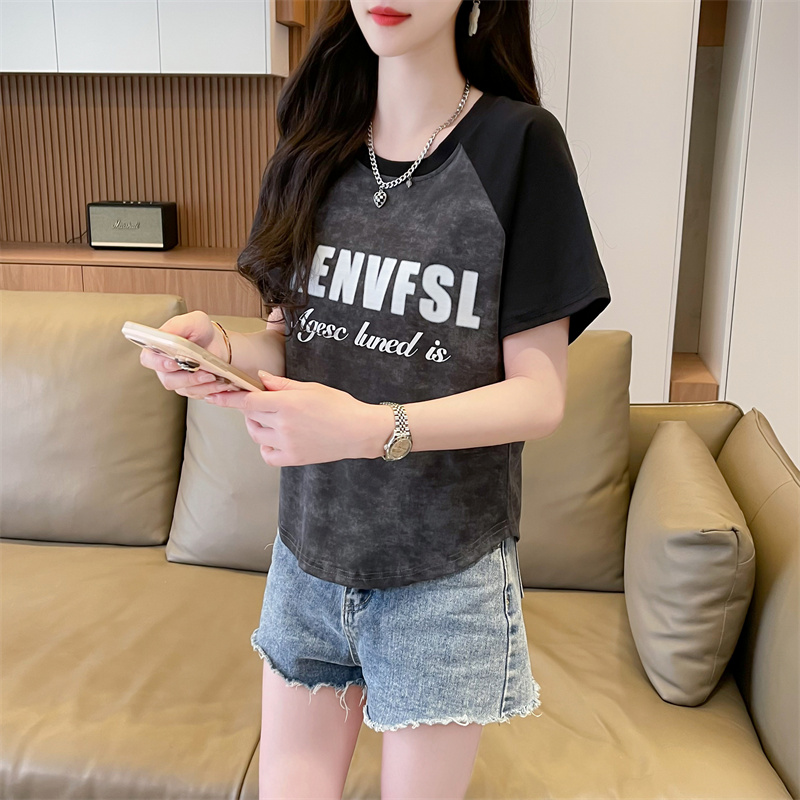 首發實拍40支仿棉1X1螺紋T恤  百搭短款寬鬆上衣女時尚T恤潮