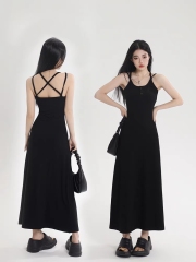 天貓質量純欲辣妹吊帶連衣裙子女氣質顯瘦修身設計感長裙夏季