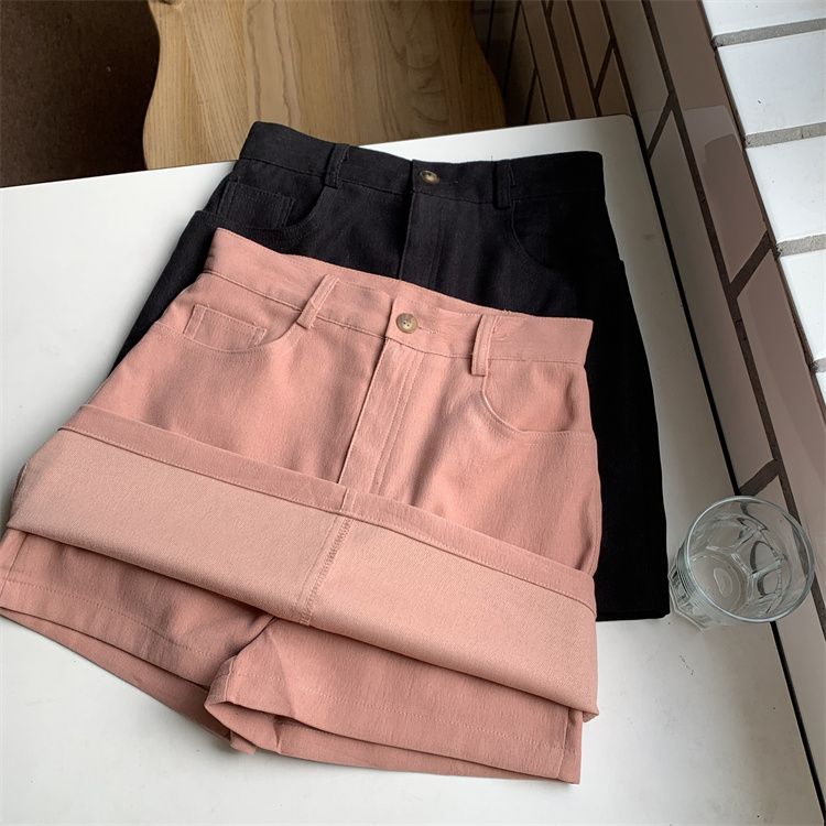 Women's Summer Plus Size Pink Semi-Skirt with Workwear Style High-Waist Slimming Unique Non-Slip Gluteal A-Line Short Skirt