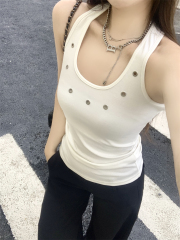 實拍 夏季韓版百搭設計感工字吊帶背心女露背打底衫女新款T恤女