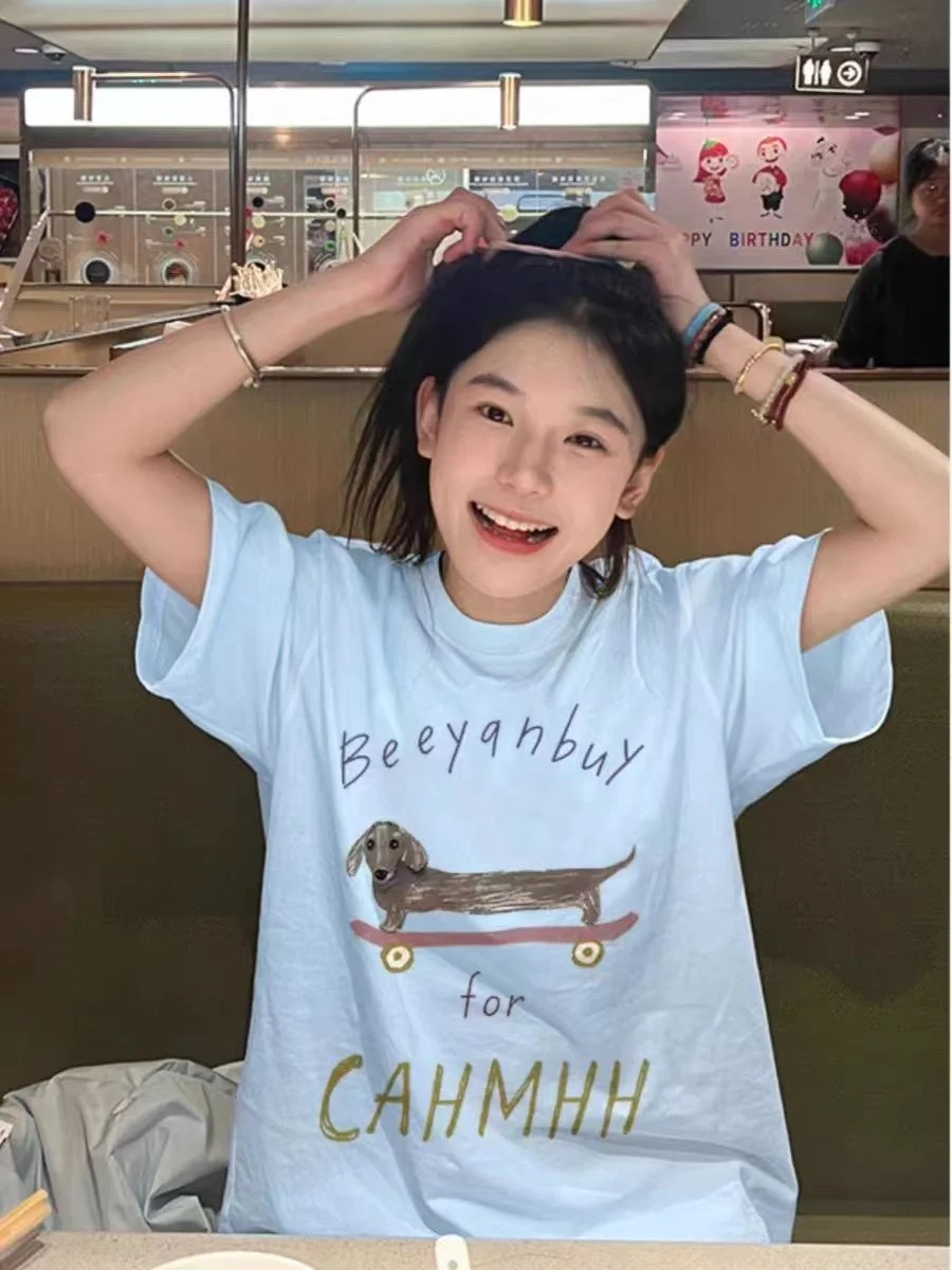 韓國外貿韓版新款夏季短袖T恤女韓版寬鬆慵懶原宿上衣chic港百搭