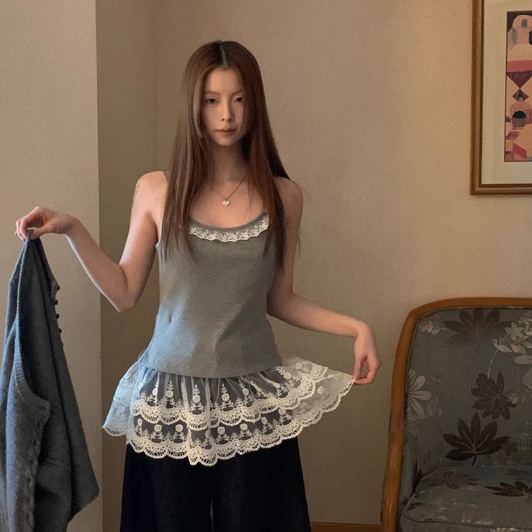 吊帶背心女春季2025新款內搭無袖百搭蕾絲高級感打底上衣女