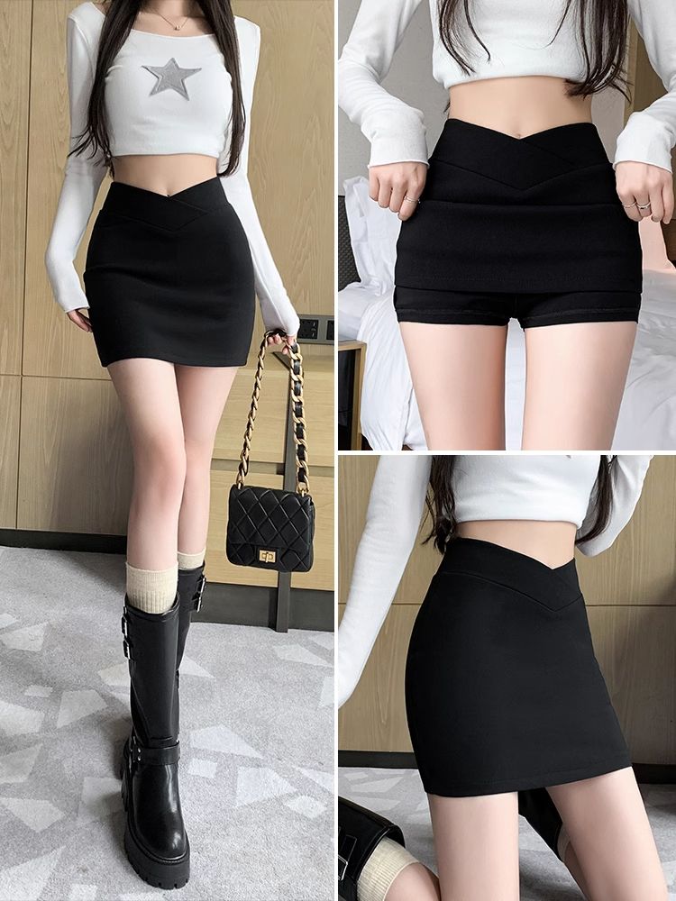 黑色包臀裙女2025夏季新款高腰網紅辣妹短裙顯瘦防走光半身裙