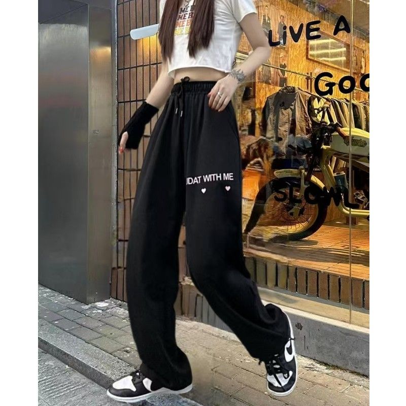 Amazon Cross-border AliExpress High-waisted Drawstring Loose European and American Hot Girl Style Jazz Dancing Hip Hop Sport Trousers for Women