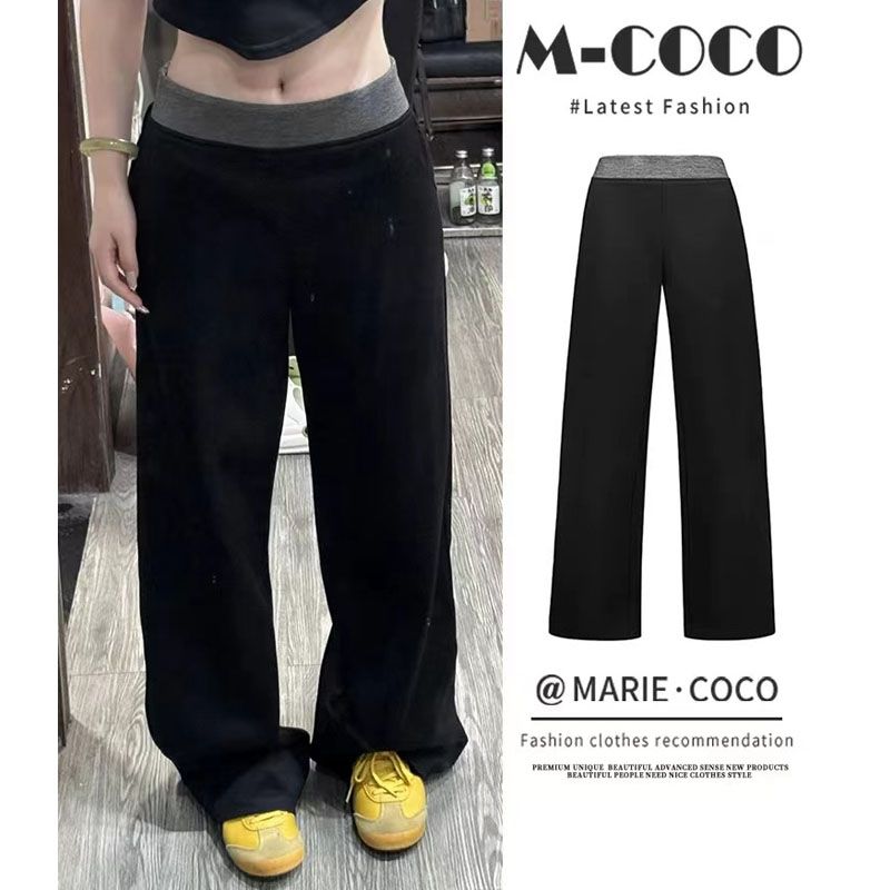 Women's Spring and Autumn New Retro Loose Fit Striped Straight Leg Pants with American High-End Style