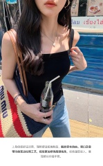 人棉純色美背新款純色背心吊帶女夏季百搭修身顯瘦短上衣
