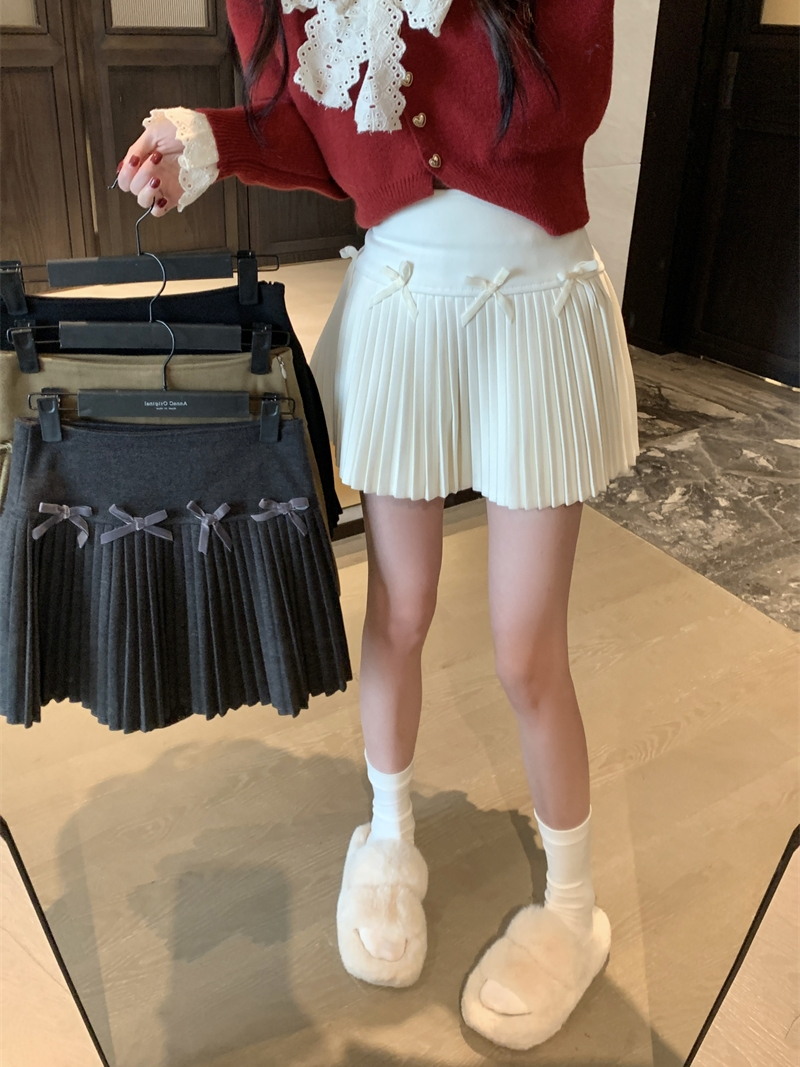 College small wool skirt for women in autumn and winter high waist A-line short skirt hot girl pleated puffy skirt tweed skirt