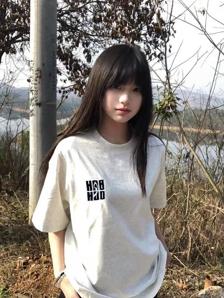 首發32支雙紗純棉240g2025夏季新款印花短袖T恤女寬鬆