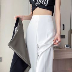 側拉鏈高腰窄版闊腿褲子女秋季新款微喇闊腿新款休閒西裝長褲