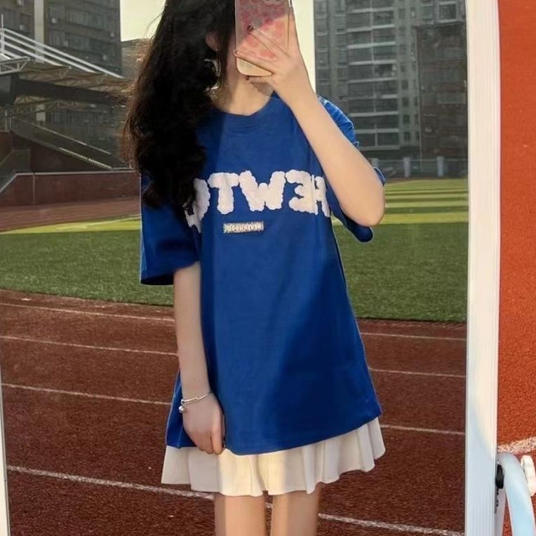韓國外貿原版夏季新款短袖T恤女韓版寬鬆慵懶原宿上衣chic港