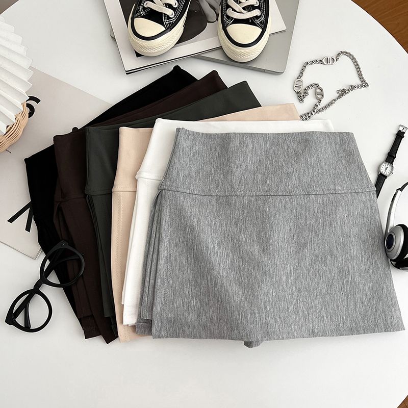 Hot girls casual and versatile side slit skirt high waist slim skirt anti-exposure sports short skirt hip skirt women