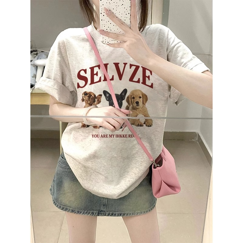 韓國外貿韓版新款夏季短袖T恤女韓版寬鬆慵懶原宿上衣chic港